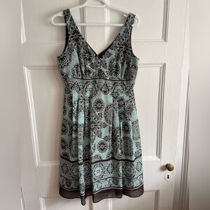 Laura | Teal and Brown Boho Midi Dress